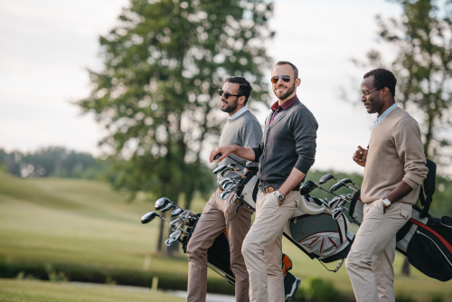 Three men on the golf course